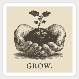 Grow Seedling in Hands Illustration Sticker